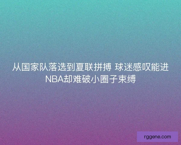 从国家队落选到夏联拼搏 球迷感叹能进NBA却难破小圈子束缚